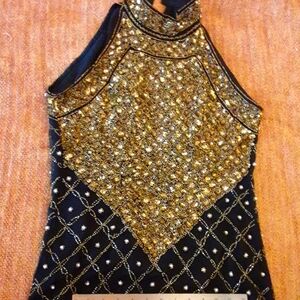 Nightgown gold & black & pearl, size M, handmade, unique & very classy